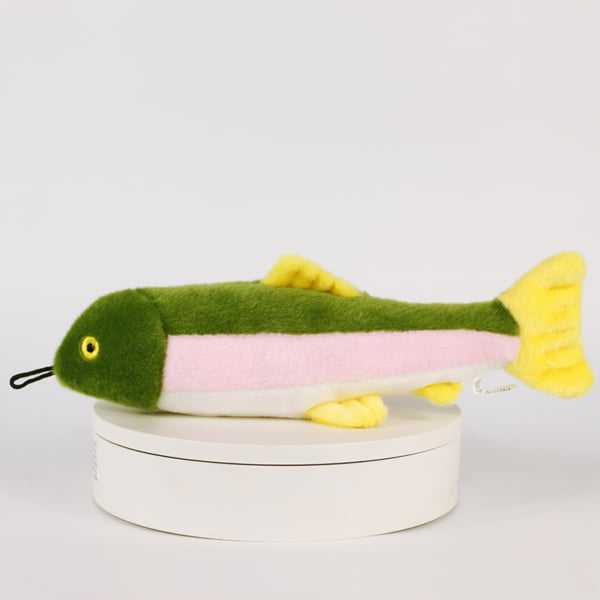 Plush Dog Toys with Squeakers-green fish