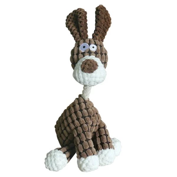 Plush Dog Toys Donkey Shape with Squeaker-BROWN