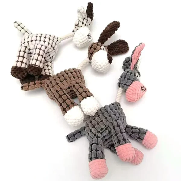 Plush Dog Toys Donkey Shape with Squeaker